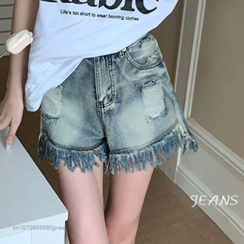 Summer 2022 New High Waist Design Loose Short Jeans Pants High Street Fashion Women Clothes Baggy Y2k Streetwear Shorts For Girl