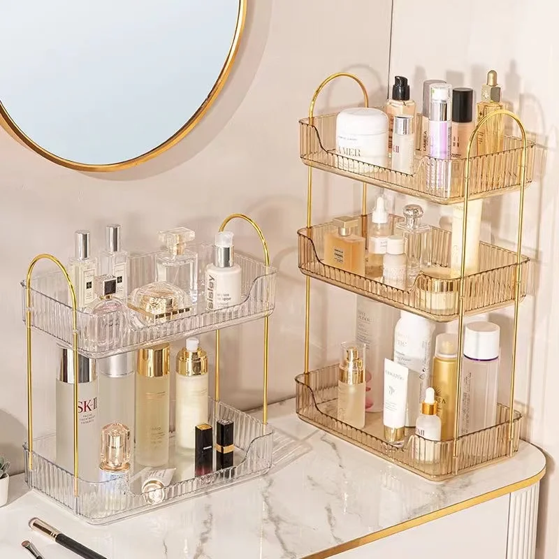 

Cosmetic Bathroom Shampoo Storage Rack Desk Lipstick Tabletop Makeup Acrylic Kitchen Organizer Skincare Of Home Holder Shelf