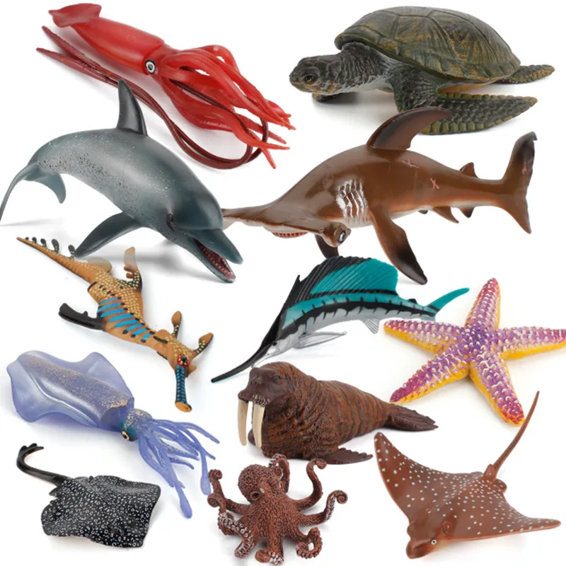 

1pc Simulation Figurines Toy Sea Animals Model Octopus Seal Crab Action Figures Ocean Aquarium Fish Miniature Model Kids Toys