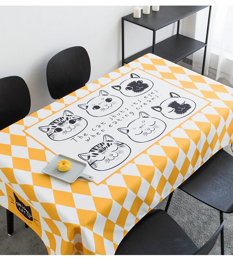 

Cartoon Animal Kitten Pattern Household Children's Study Tablecloth Kitchen Anti Fouling Dining Table Tablecloth