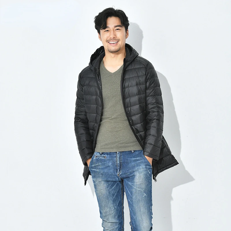 2022New Size 5XL 6XL 8XL  7xl Coats Men's Long Ultralight Packable Hooded Down Jacket Puffer Down Coats Black  Casual  Jacke