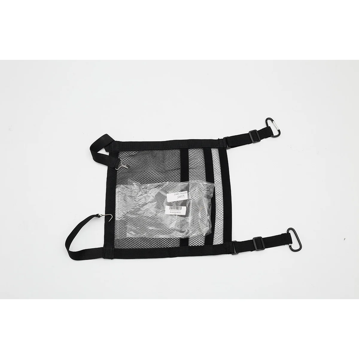 

3-Layer Car Mesh Organizer with 2 Pockets Durable Seat Back Net Bag with Buckle and Metal Hook Portable Car Storage Net Bag