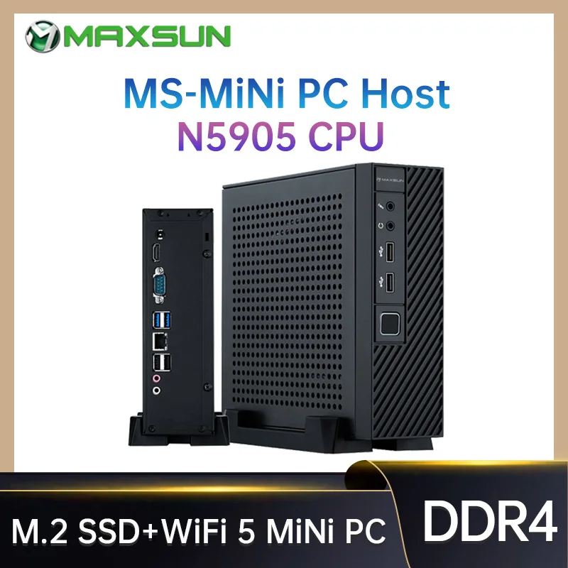 MAXSUN Desktop PC Intel Celeron N5905 8GB DDR4 M.2 256GB Windows 10 Pro Gaming Computer, 4K 60Hz HDMI VGA Win 10 11 Minipc