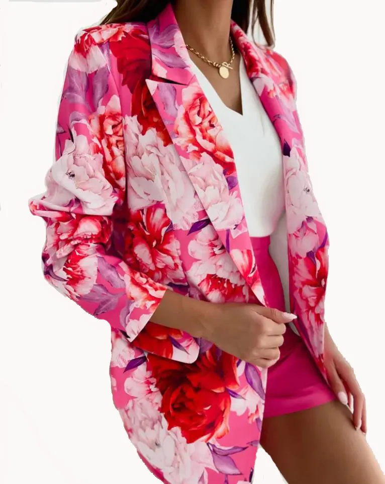 

2022 New Casual Printed Jacket for Women Floral Print Long Sleeve Blazer Coat Elegant Luxury Design Women's Suits