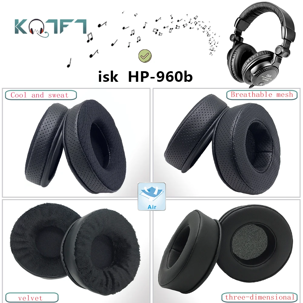 

KQTFT Velvet protein skin Breathable Sweat Replacement EarPads for isk HP-960b Headphones Parts Earmuff Cover Cushion Cups