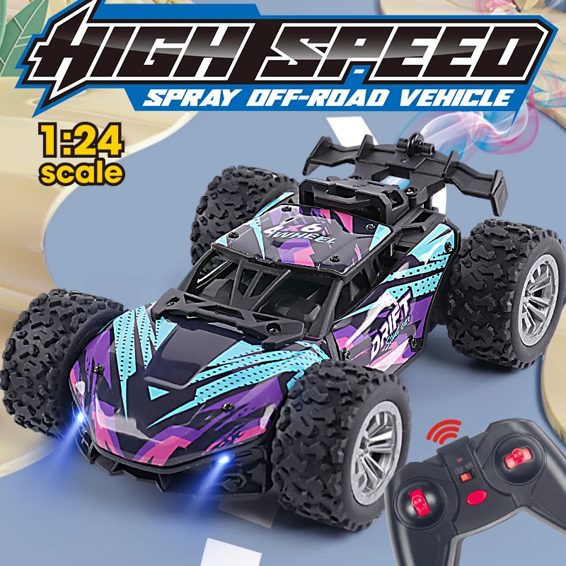 

2023 New 2.4G Children's High-speed Alloy racing RC Car Easy Drift Spray Spinning Stunt Car headlight hydraulic rc Fast Toy Car