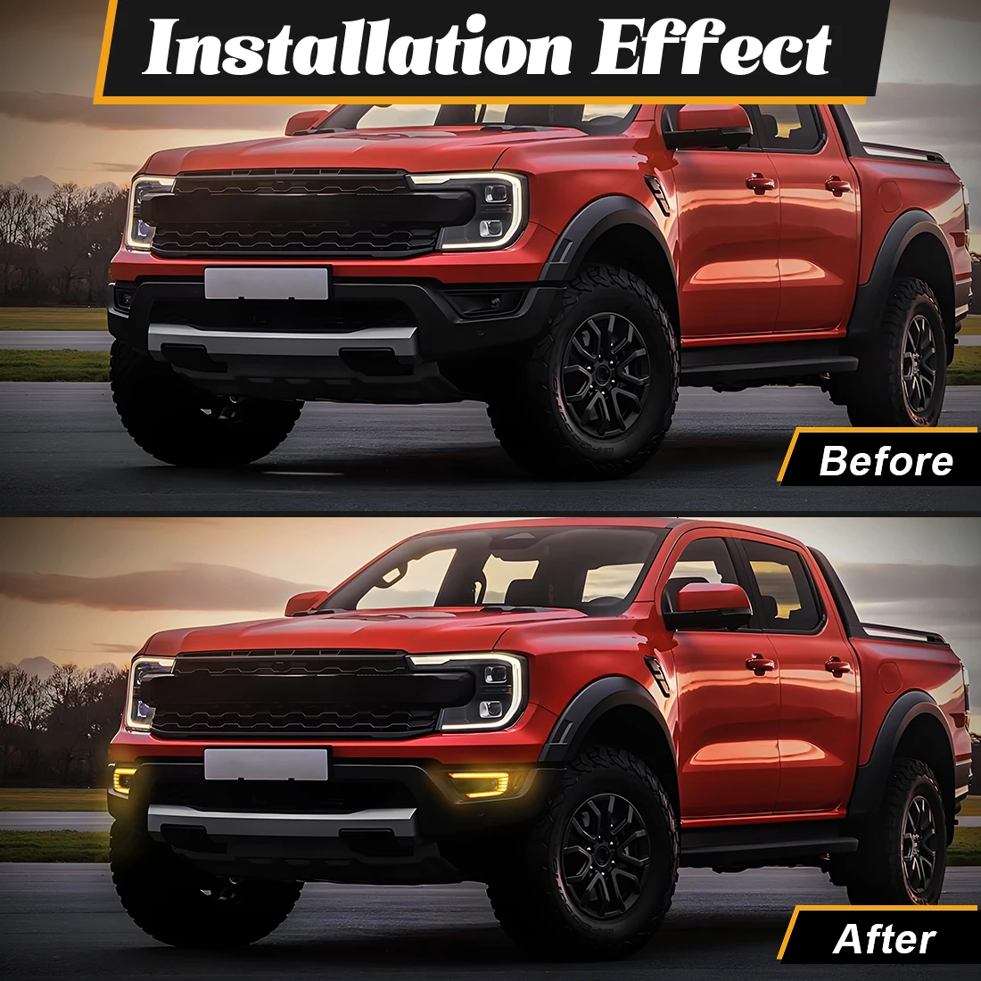 Желтая Автомобильная фара заднего хода для Ford Ranger Raptor 2022 12 В