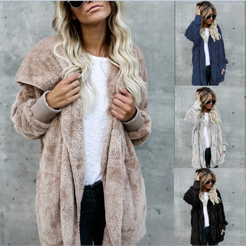 

Autumn and winter woolly warm cotton coat mid-length reversible coat