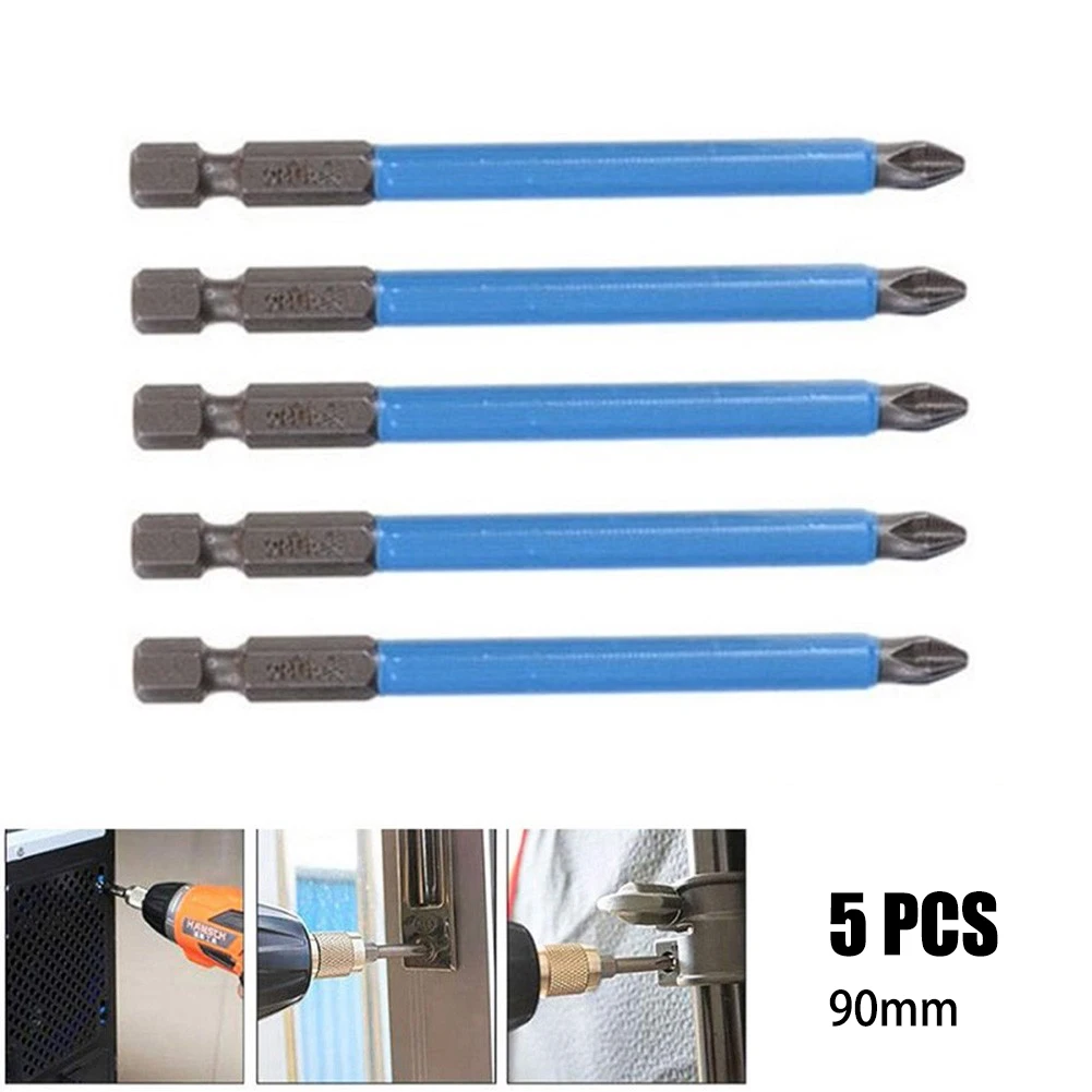 

5pcs Magnetic Screwdriver Bit 1/4" Hex Shank Anti-slip PH2 Cross Screw Driver Bits Set 90mm For Electric Drill Screwdrivers