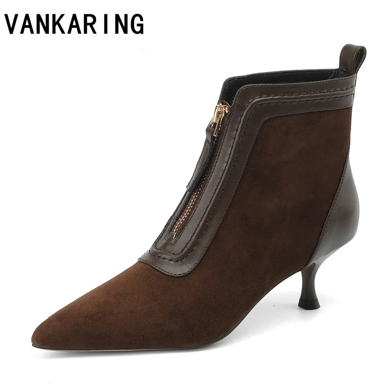 

Классические женские замшевые ботильоны челси с острым носком, на высоком каблуке