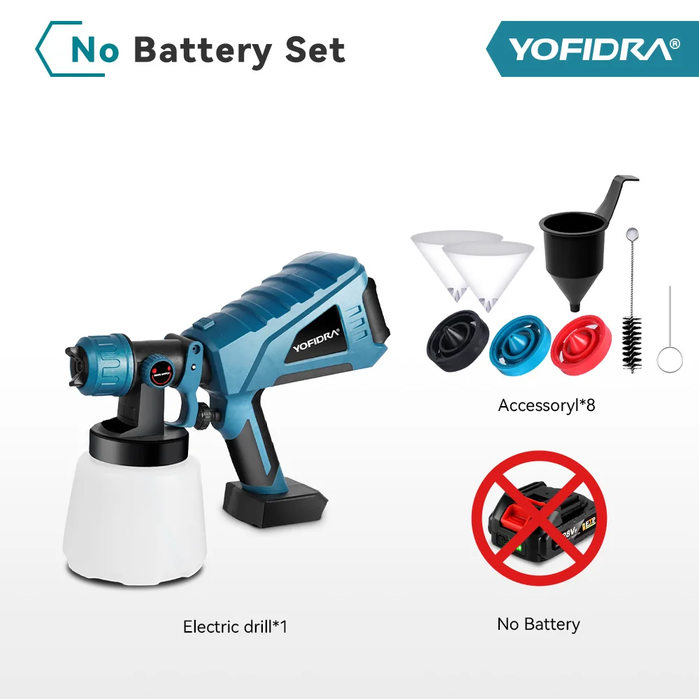 

Аккумуляторный распылитель краски Yofidra 1000 мл HVLP 18В