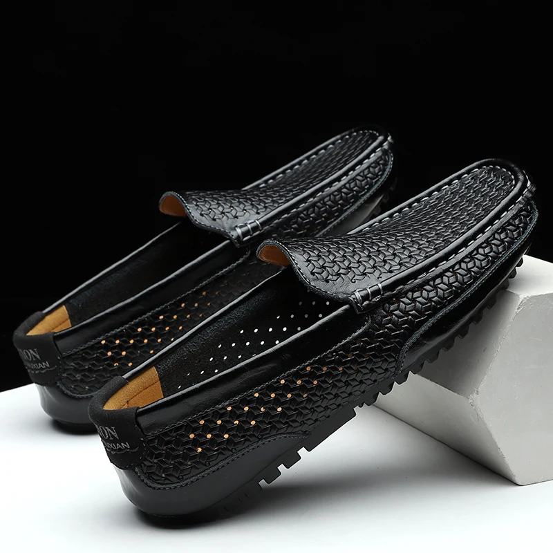 Мокасины мужские из натуральной кожи дышащие летние | Обувь