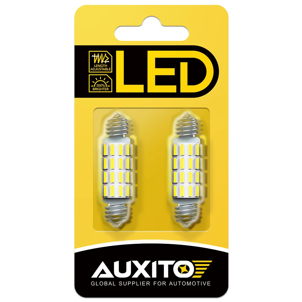 

AUXITO C10W C5W LED Canbus Festoon Пружинные купольные фонари для автомобильной лампы Внутреннее освещение для чтения Лампа номерного знака без ошибок 31-36 39-42 мм