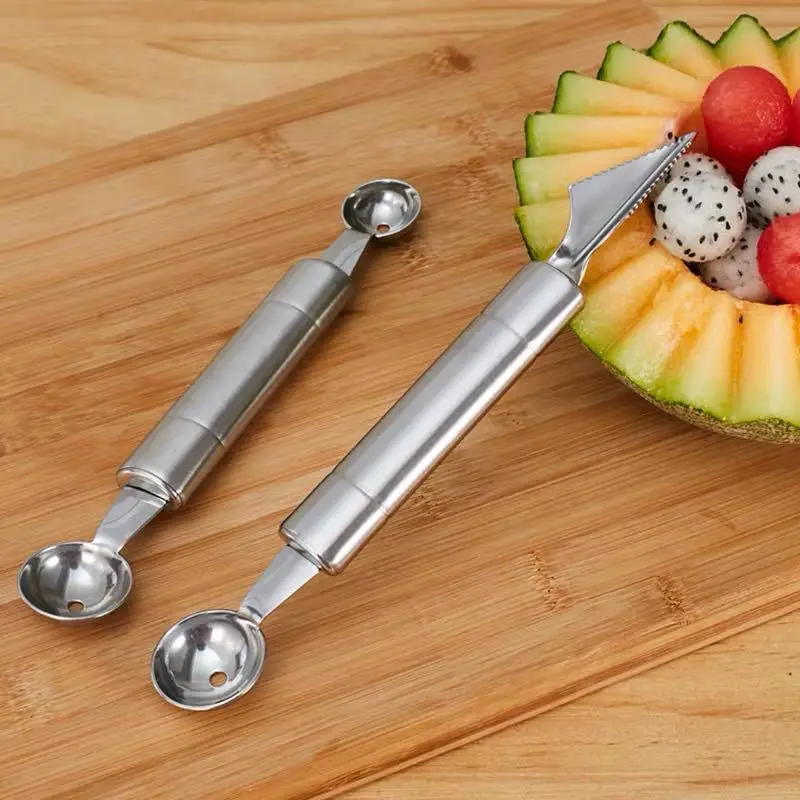 

Portable Double-end Ice Cream Scoop Fruit Digging Spoons 1Pc Fruit Carving Knife Kitchen Supplies Carving Tools Stainless Steel