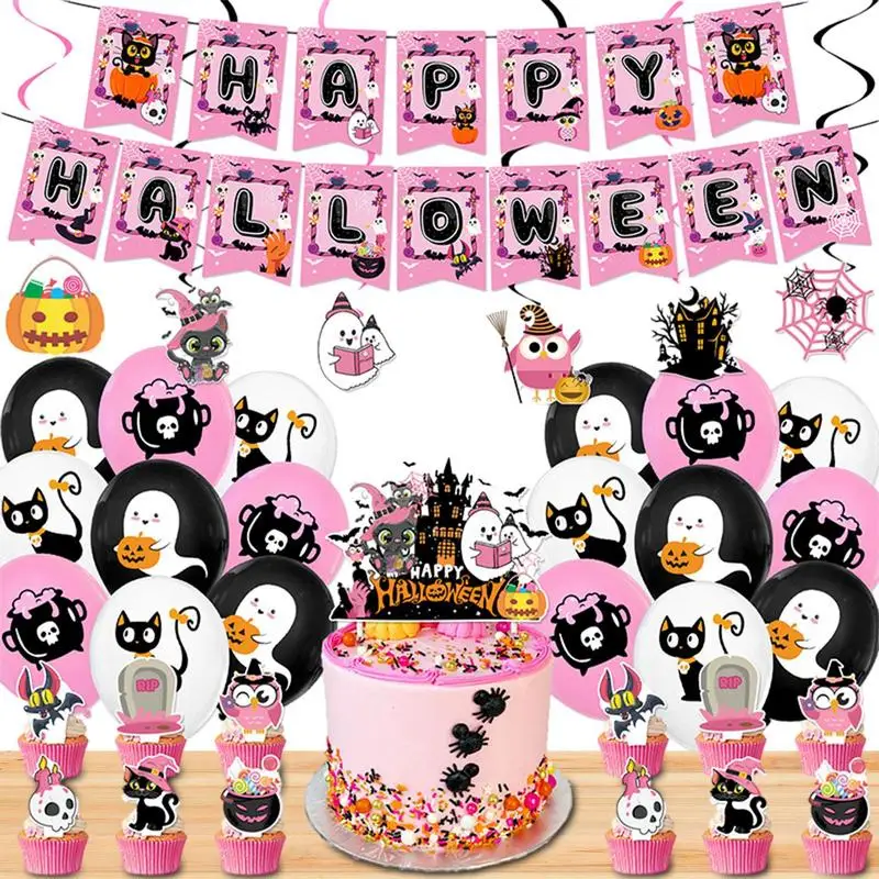 

Halloween Paper Cake Topper Set Candy Balloon Cake Topper With Ghosts Party Supplies For Living Room Balcony Corridor Garden