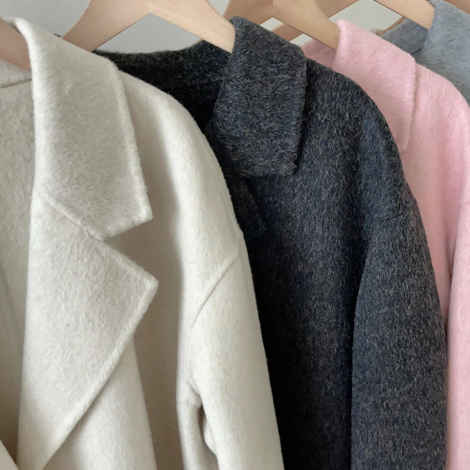 Осень 2023 женское двубортное шерстяное пальто свободная стильная кашемировая