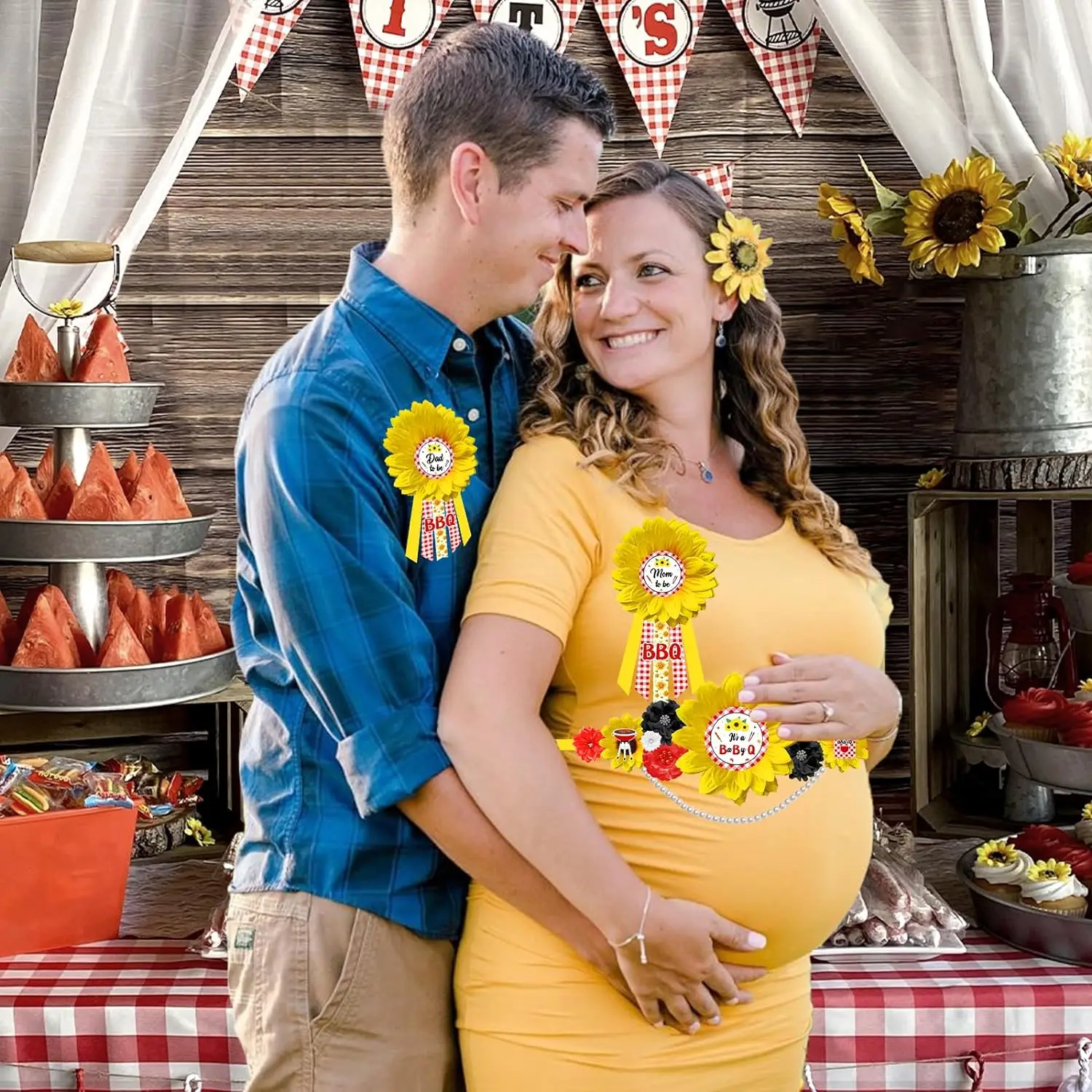 Барбекю детский душ пояс для беременных Цветочный Пояс живота и мамы корсажа