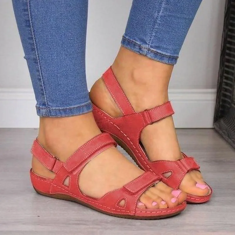 New stock summer large heeled women's shoes Velcro buckle sandals