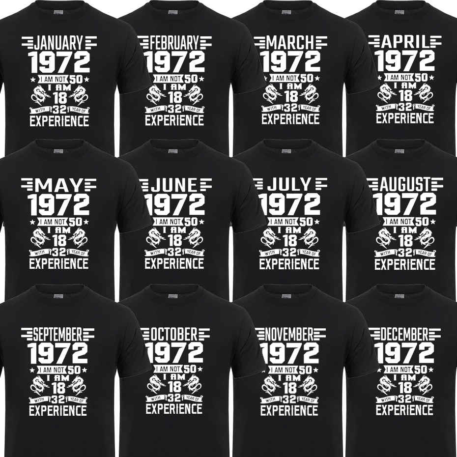 

I'm 18 with 32 Year of Experience Born in 1972 Nov September Oct Dec Jan Feb March April May June July August 50th Birth T Shirt