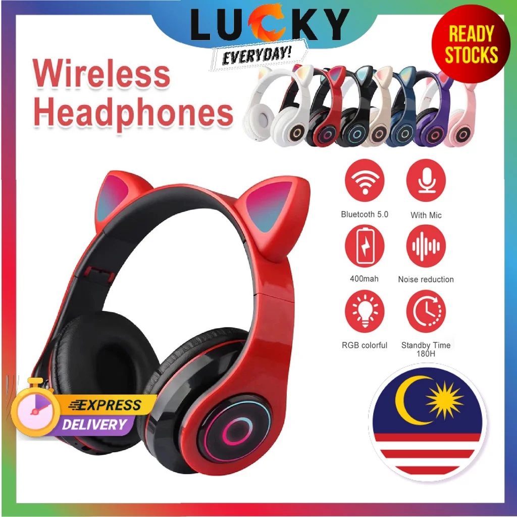 

New B39 Wireless Headset Bluetooth 5.0 Colorful LED Bass Stereo Wireless Headphones Ove-Ear Headphones