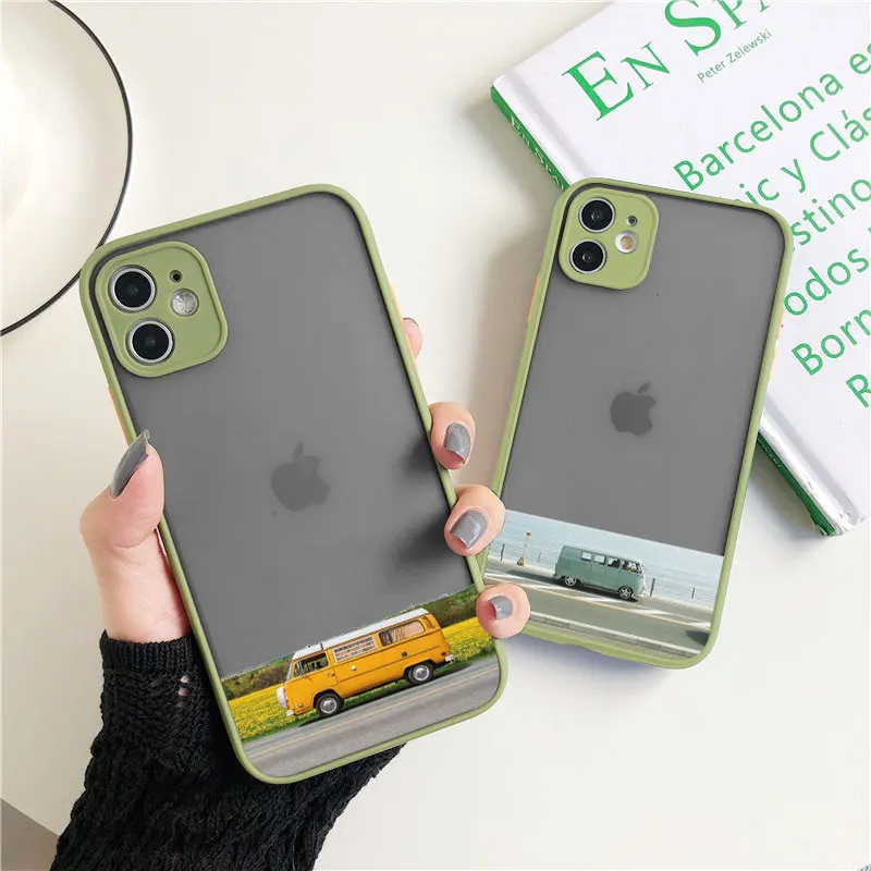

INS Bus Highway Scenery View Phone Case For iPhone XS XR X 14Plus 7 8 Plus SE2020 14 13 12 11 Pro Max Mini Shockproof Back Cover