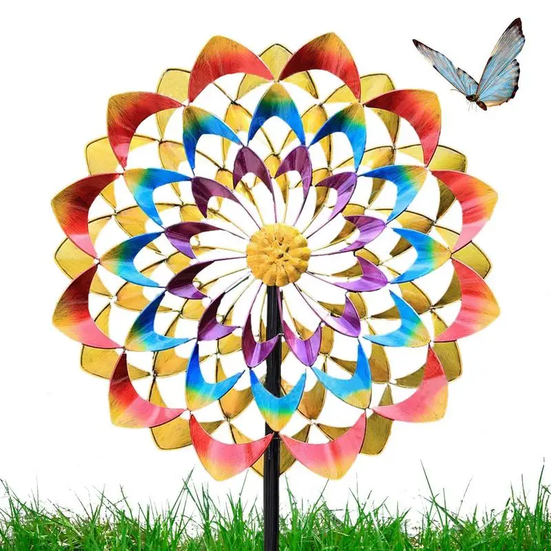 

Metal Wind Spinner Rotating Sculpture Windmill Harlow Rotators Reusable Iron Windmill Gardening Plug Wind Spinners Garde