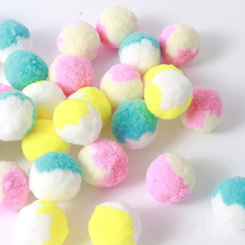 

12Pcs Cat Toy Ball Set Pet Double Color Pompon Creative Interactive Plush Ball For Small Cats Kitten Chew Toy Pet Supplies 2022
