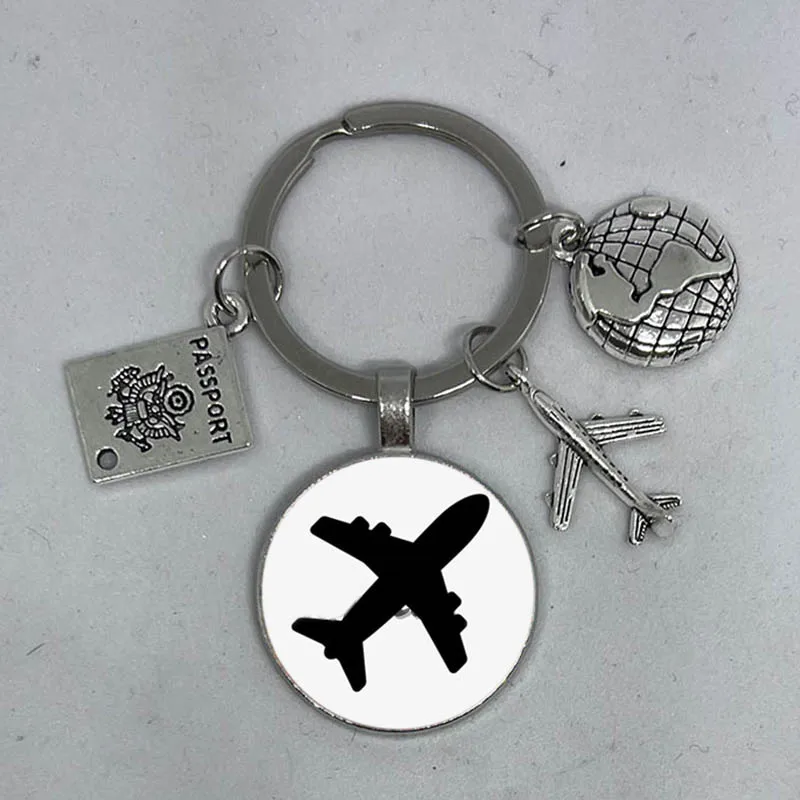 Модные ювелирные изделия купол стеклянный сплав брелок самолет металлическая