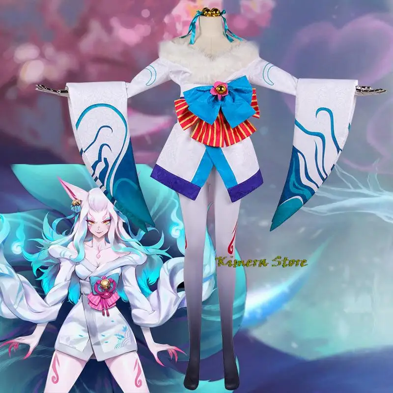 LOL Spirit Blossom White Ahri Косплей Девятихвостая лиса наряды игры костюмы для косплея