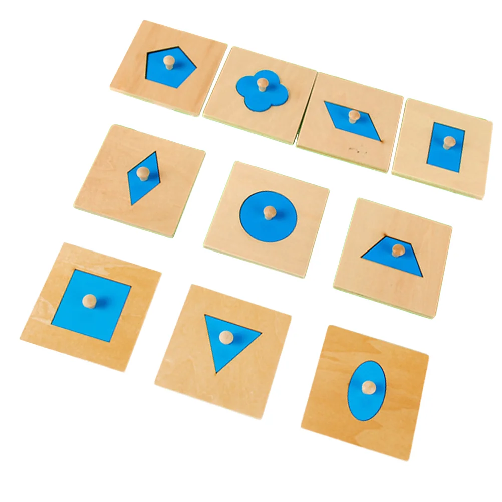 

10pcs Montessori Math Toys Wood Geometry Shape Insets Early Childhood Education Preschool Training Kids Toys