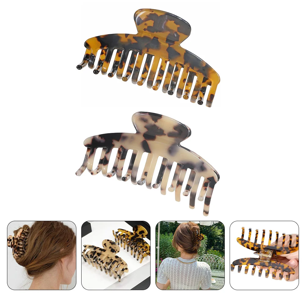 

2pcs French Design Leopard Large Hair Claw Clips Tortoise Shell Cellulose Acetate Hair Clamps Jaw Hair Clips for
