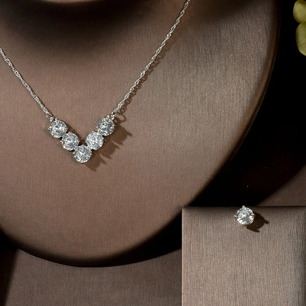 Fashion Luxury 2020 Nigerian Wedding Accessories African CZ Beads Jewelry Sets Crystal Bridal Necklace Earring for Brides N-1418