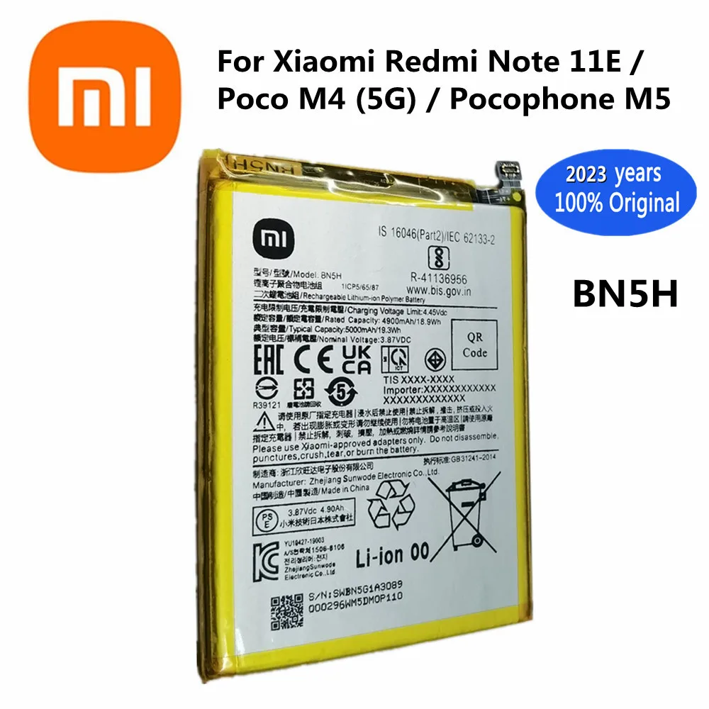 

2023 Years Original Xiao Mi Battery BN5H Battery For Xiaomi Redmi Note11E / POCO M4 5G / Pocophone M5 Phone Replacement Batteria