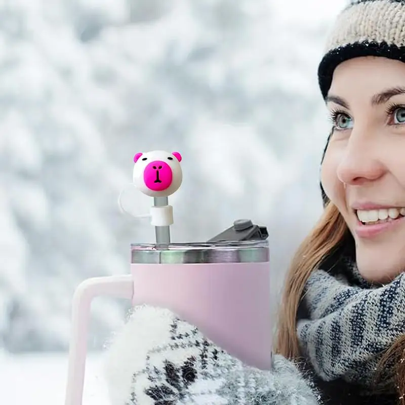 Топпер для соломинки соломенные колпачки с мультяшными животными силиконовые