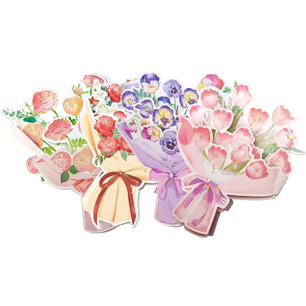 

8 Sets Flower Greeting Cards Mother's Day Paper Blessing Cards Bouquet Blessing Cards Mixed Style