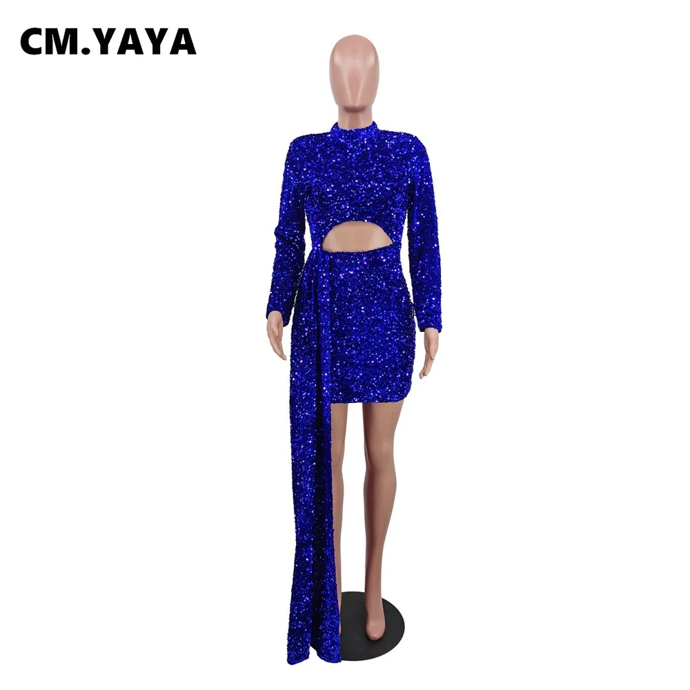 Женское платье-миди с длинным рукавом разрезом и блестками | Женская одежда