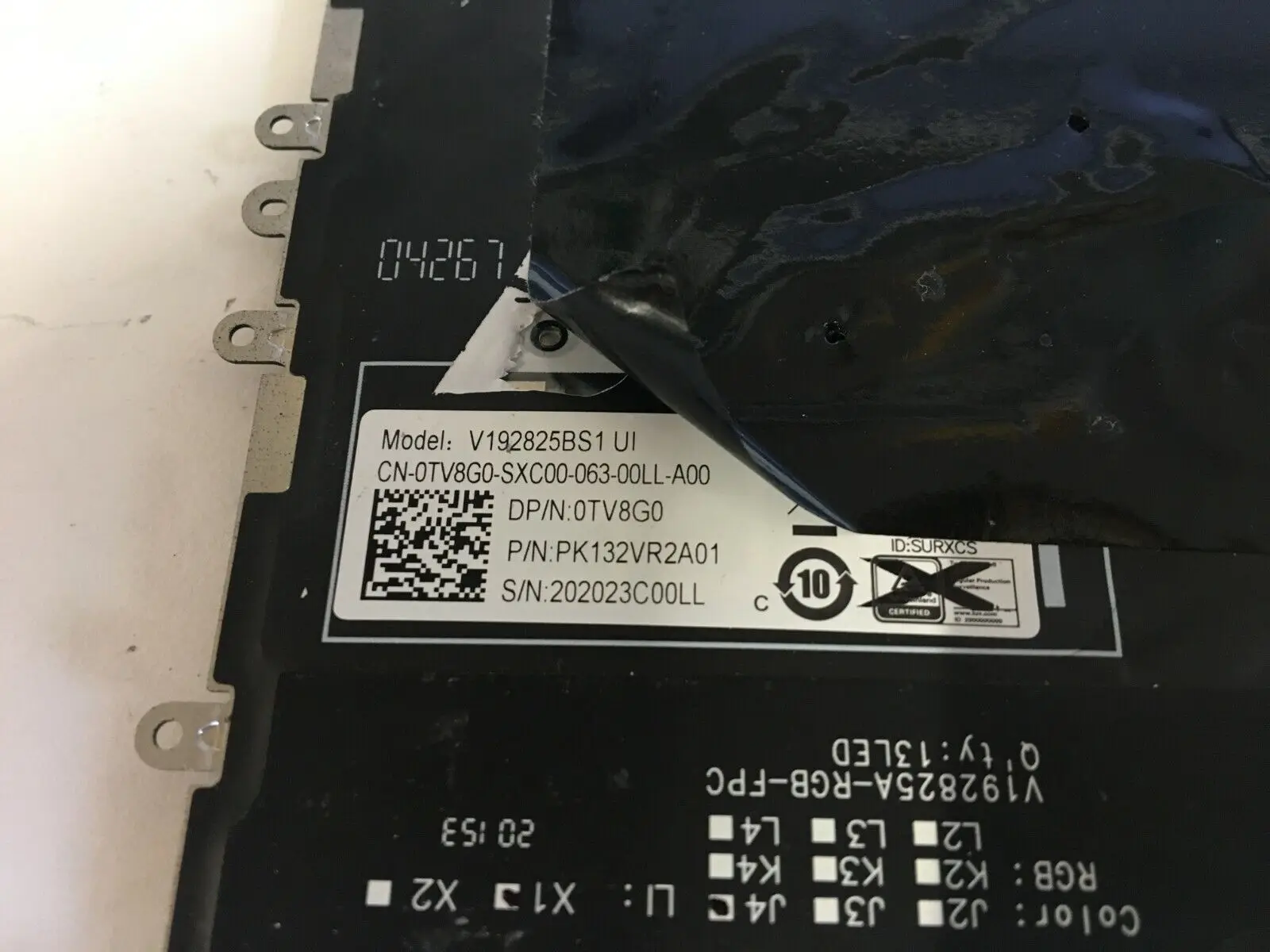 

FOR Dell ALIENWARE M15 R3 US INTERNATIONAL KEYBOARD 0TV8G0 TV8G0