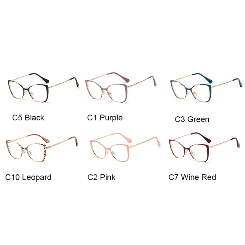 Очки женские металлическая оправа диоптрии 1 75 2 25 красный кошачий глаз защита от