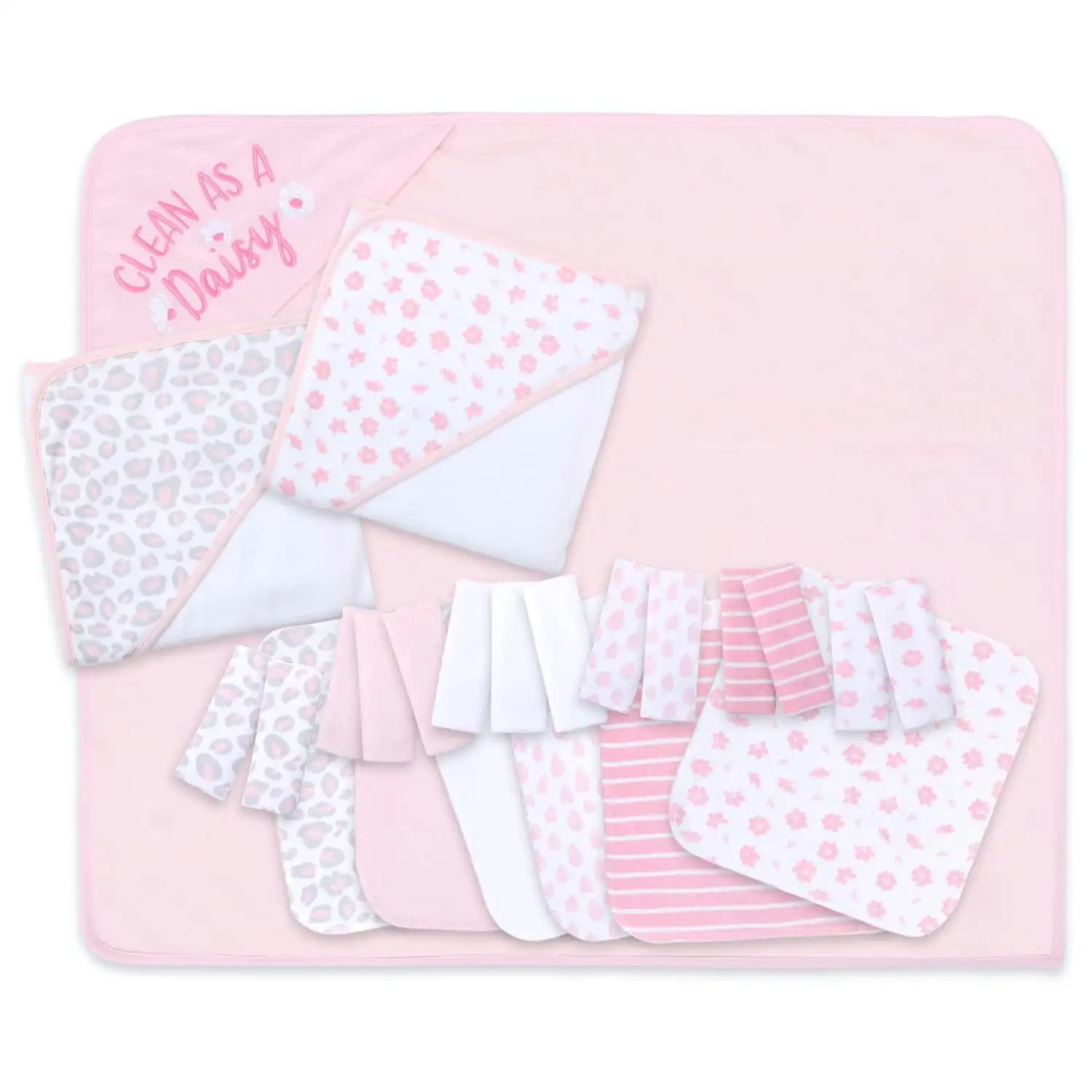 

Baby Hooded Towels and Washcloths Gift Bath Set, 23 Piece, Pink