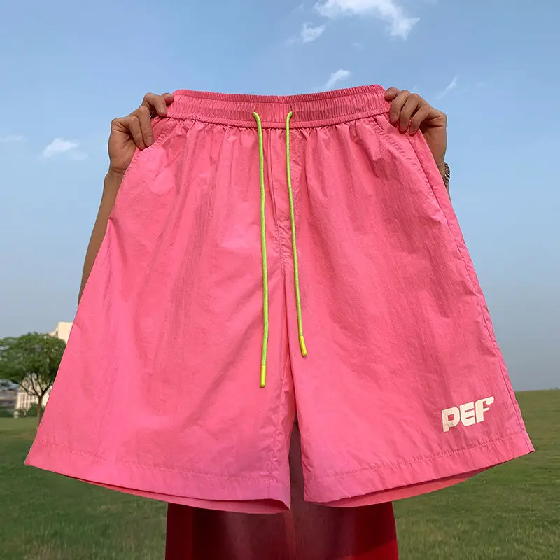 Summer new exterior  dopamine color matching quick-drying shorts refreshing and breathable youth casual men's and women's models