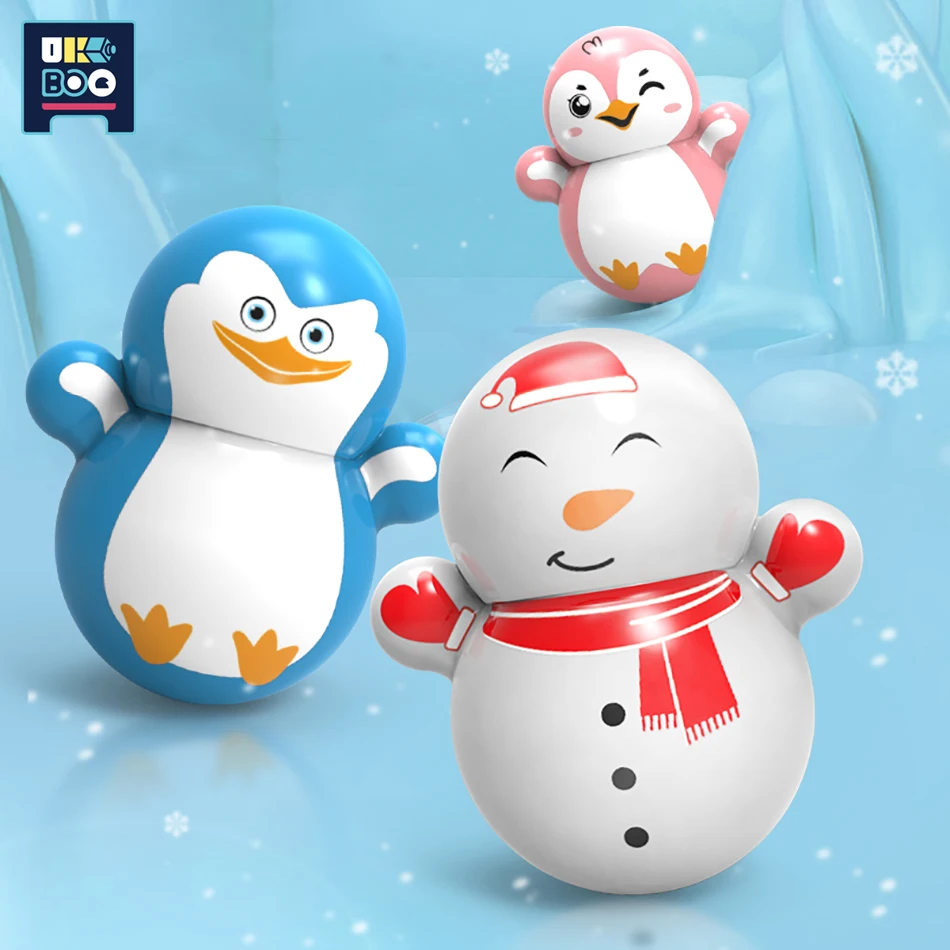 

UKBOO Christmas Cartoon Snowman Mini Tumbler Penguin Novelty Fun Educational ClassicToys Tumbler Desktop Decompression Ornament