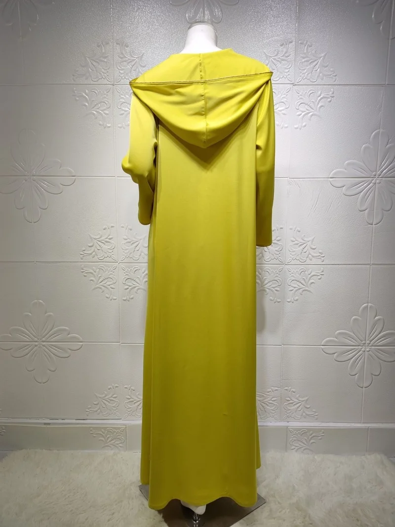 Diamond Ribbon Hooden Dress Abaya Dubai for Women Caftan Marocain Kaftan Islam Eid Mubarak Robe Dress Elegant Muslim Dress Abaya