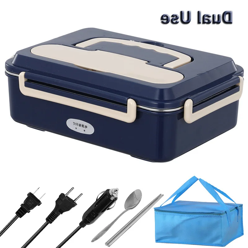 

Dual Use Electric Lunch Box Stainless Steel Car Office School Heating Food Warmer Container Heater Portable