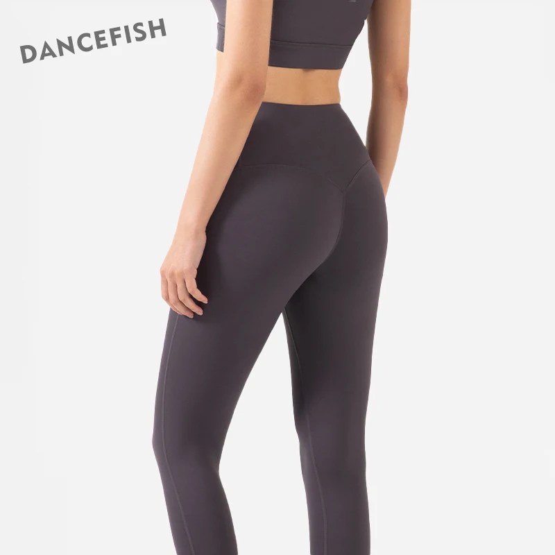 

DANCEFISH Women Sport Pants No Awkward Line Peach Butt Lift Fitness Nylon Comfortable Yoga Push Up Leggings