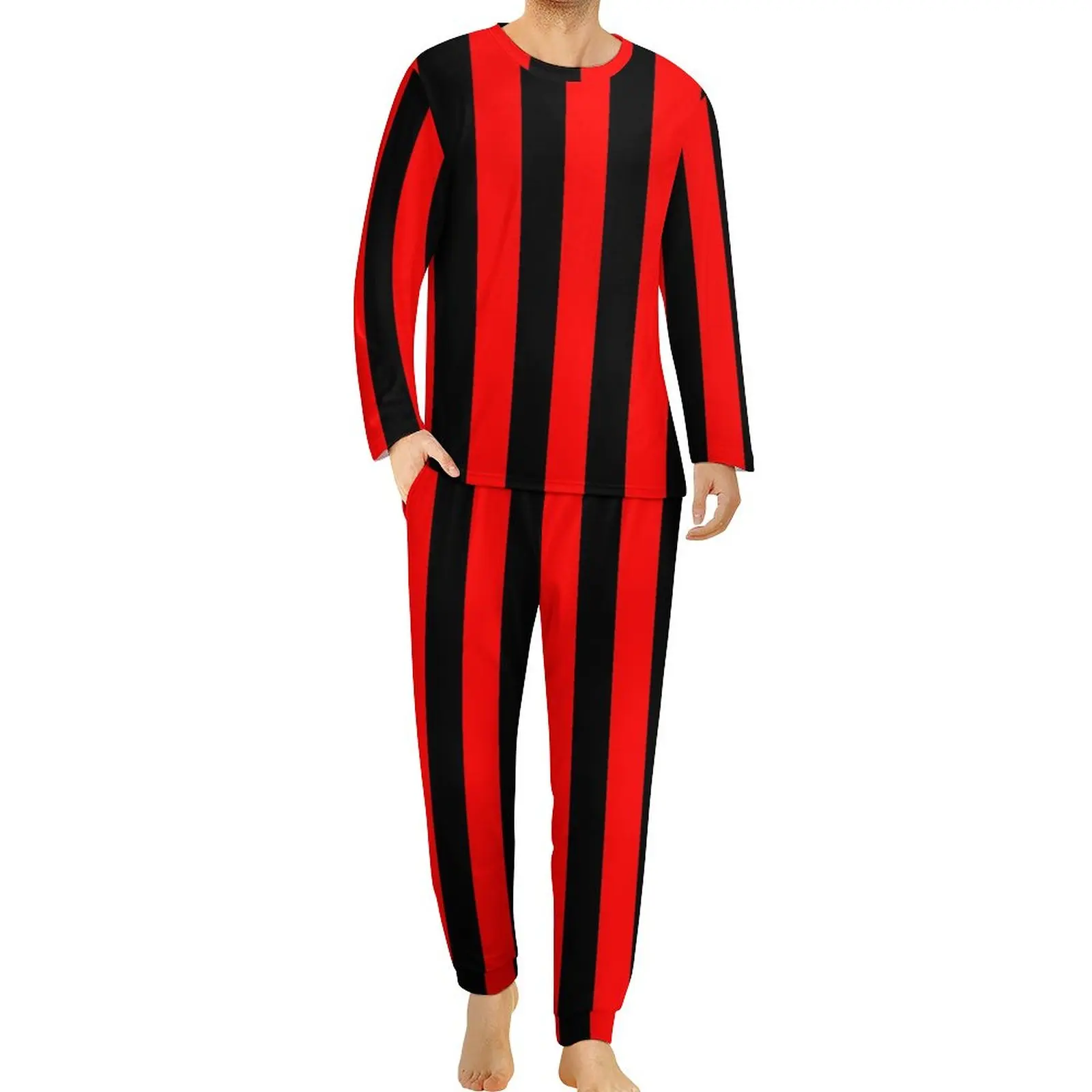 Vertical Striped Pajamas Albania National Flag Long Sleeve Retro Pajama Sets Two Piece Leisure Pattern Sleepwear Birthday Gift