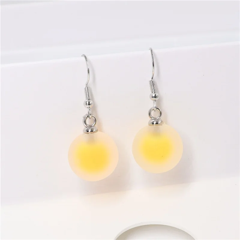 

Fashion Matte Glass Spherical Earrings Summer New Korean Version Small Fresh and Cute Wild Candy Color Earrings Ear Clip Women