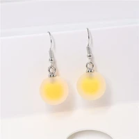 fashion matte glass spherical earrings summer new korean version small fresh and cute wild candy color earrings ear clip women