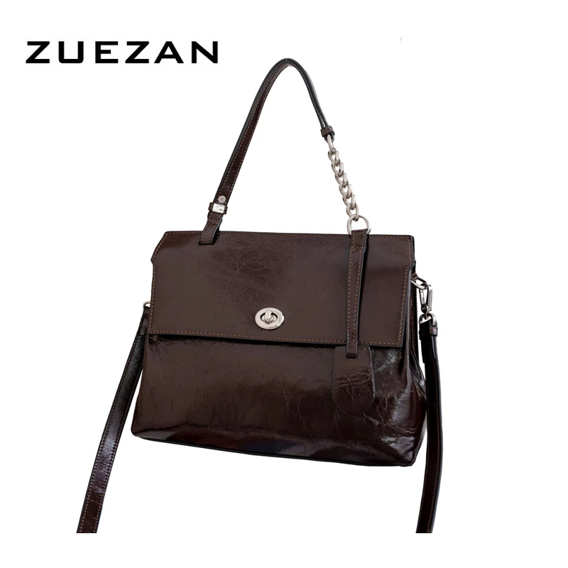 Кожаная сумка растительного дубления с трещинным узором женская из натуральной