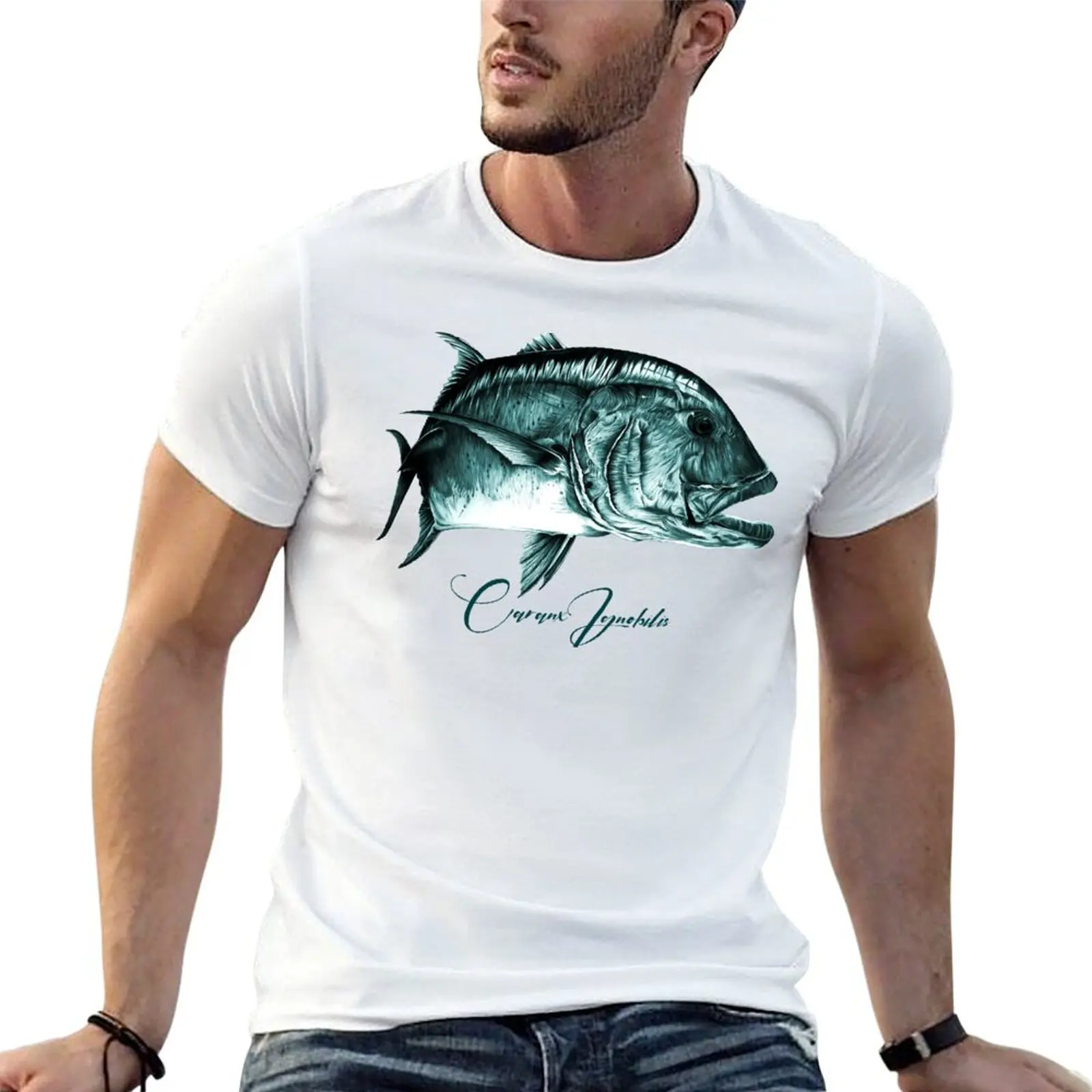 Футболка Gyotaku Caranx Ignobilis быстросохнущая одежда на день Святого Валентина футболки