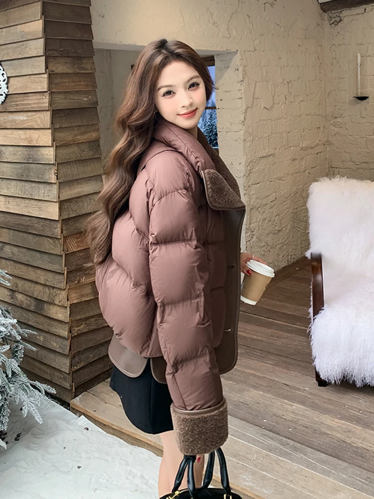 Maillard Coffee Color Short Down jacket Women Winter 2024 New High Sense Small 90 White Duck Down down Coat